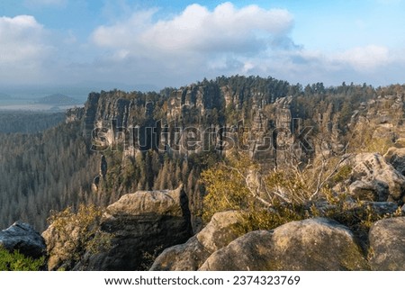 Similar – Image, Stock Photo View from Kurort Rathen to Stadt Wehlen in Saxon Switzerland