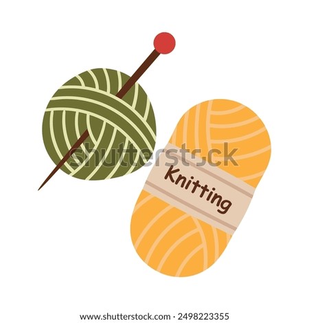 Balls of yarn for knitting, needlework. Vector illustration of balls of yarn in cartoon style, hand drawn.