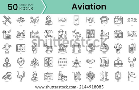 Set of aviation icons. Line art style icons bundle. vector illustration