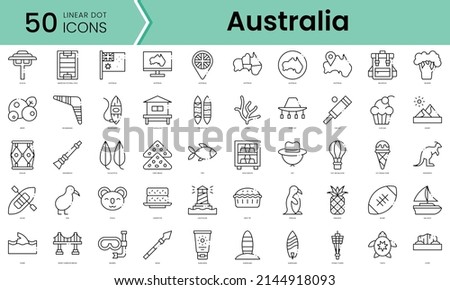 Set of australia icons. Line art style icons bundle. vector illustration