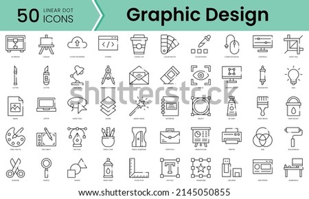 Set of graphic design icons. Line art style icons bundle. vector illustration