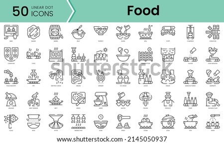 Set of food processing icons. Line art style icons bundle. vector illustration