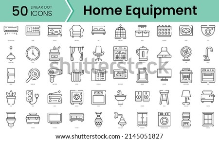 Set of home equipment icons. Line art style icons bundle. vector illustration