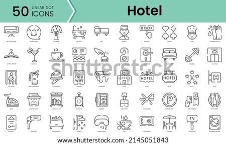 Set of hotel icons. Line art style icons bundle. vector illustration