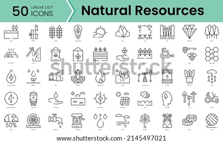 Set of natural resources icons. Line art style icons bundle. vector illustration