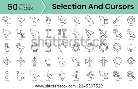 Set of selection and cursors icons. Line art style icons bundle. vector illustration