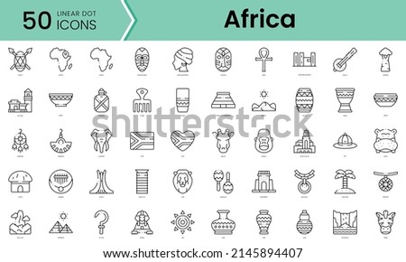 Set of africa icons. Line art style icons bundle. vector illustration