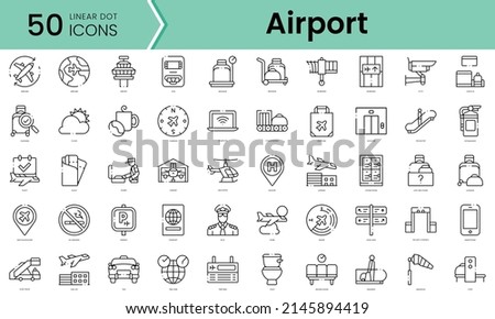 Set of airport icons. Line art style icons bundle. vector illustration
