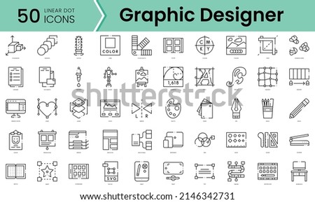 Set of graphic designer icons. Line art style icons bundle. vector illustration