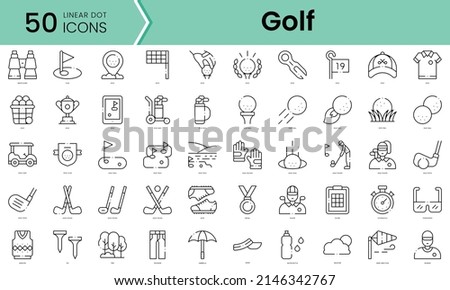 Set of golf icons. Line art style icons bundle. vector illustration