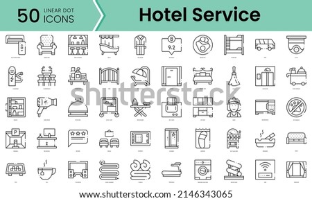 Set of hotel service icons. Line art style icons bundle. vector illustration