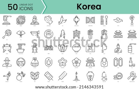 Set of korea icons. Line art style icons bundle. vector illustration