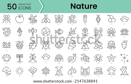 Set of nature icons. Line art style icons bundle. vector illustration