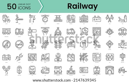 Set of railway icons. Line art style icons bundle. vector illustration