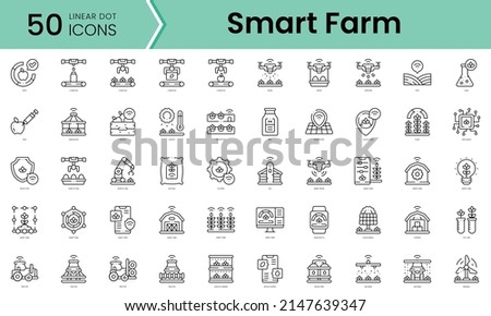 Set of smart farm icons. Line art style icons bundle. vector illustration