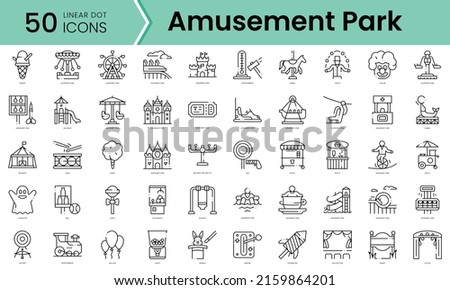 Set of amusement park icons. Line art style icons bundle. vector illustration