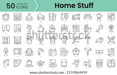 Set of home stuff icons. Line art style icons bundle. vector illustration