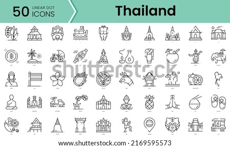 thailand Icons bundle. Linear dot style Icons. Vector illustration