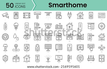 smart home Icons bundle. Linear dot style Icons. Vector illustration