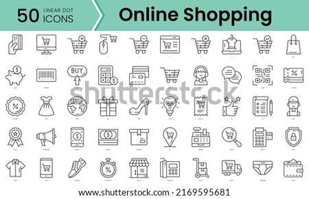 online shopping Icons bundle. Linear dot style Icons. Vector illustration