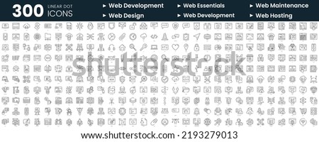 Set of 300 thin line icons set. In this bundle include web development, web essentials, web maintenance, web-design, web-hosting