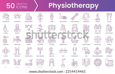 Set of physiotherapy icons. Gradient style icon bundle. Vector Illustration