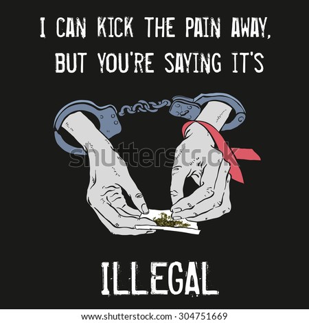 Agitation legalize cannabis. Medical  Marijuana. Rolling marijuana joint with two hands and paper. Awareness ribbon.