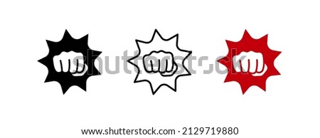 fist punching knockout line art vector icon for websites