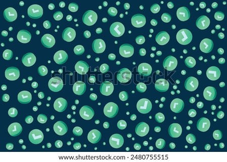 green and blue circles with a white arrow pointing to the right