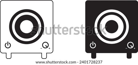 single speaker icon silhouette with power on off and volume button