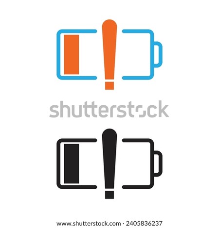 empty battery icon with exclamation mark silhouette and colors