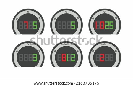 Referee board, time keeper, football timer. Can be replaced with custom numbers. Vector illustration. Hublot. Tag heuer