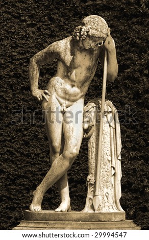 Greek statue in an English garden