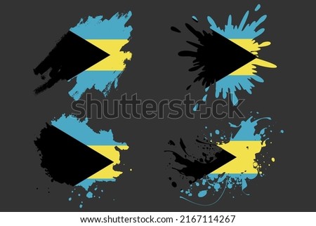 Bahamas flag brush splash vector set, country logo asset, paint grunge illustration concept, Bahamas flag brush stroke grunge effect, water splash mask, creative country flag logo idea