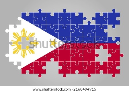 Philippines flag shape of jigsaw puzzle vector, puzzle map, Philippines flag for children and classroom, country logo asset, solve problem concept, flat design