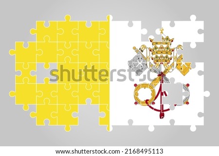 Vatican flag shape of jigsaw puzzle vector, puzzle map, Vatican flag for children and classroom, country logo asset, solve problem concept, flat design