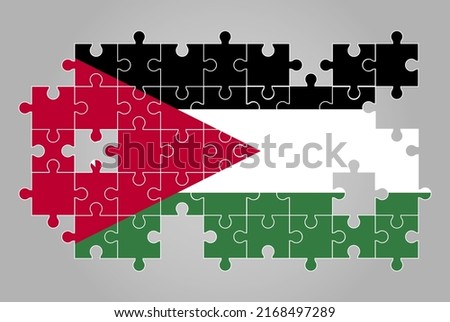 Jordan flag shape of jigsaw puzzle vector, puzzle map, Jordan flag for children and classroom, country logo asset, solve problem concept, flat design