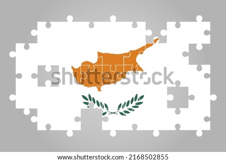 Cyprus flag shape of jigsaw puzzle vector, puzzle map, Cyprus flag for children and classroom, country logo asset, solve problem concept, flat design