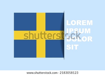 Half Sweden flag vector with copy space, country flag with shadow style, horizontal slide effect, Sweden icon design asset, text area, simple flat design