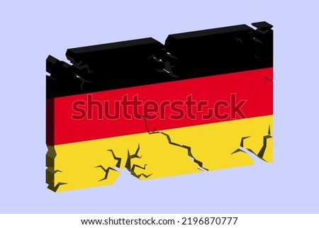 Germany flag on 3D cracked wall vector, fracture pattern, Germany earthquake, country flag with cracked texture, Switzerland national issues concept, logo idea