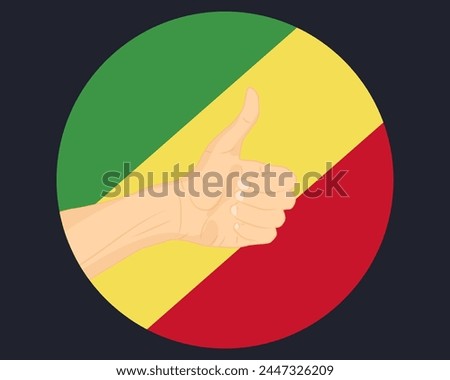Hand approve sign with Republic Of The Congo flag, thumb up, approval or vote concept, human finger ok sign, agreement or acceptance idea, Republic Of The Congo flag with okay hand symbol design