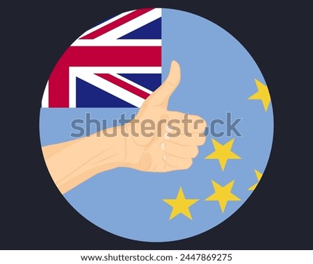 Hand approve sign with Tuvalu flag, thumb up, approval or vote concept, human finger ok sign, agreement or acceptance idea, Tuvalu flag with okay hand symbol design