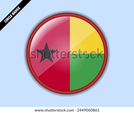 Guinea Bissau flag circle badge, vector design, oval Guinea Bissau emblem, rounded sign with reflection, patriotism and trade concept, logo with country flag