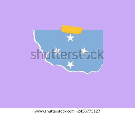 Micronesia flag paper texture, single-piece element, vector design, Micronesia flag taped on wall, decoration or celebration idea