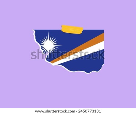 Marshall Islands flag paper texture, single-piece element, vector design, Marshall Islands flag taped on wall, decoration or celebration idea