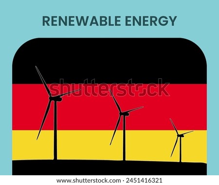 Germany renewable energy, environmental and ecological energy idea, wind turbine with Germany flag, electrical industry, alternative solar power