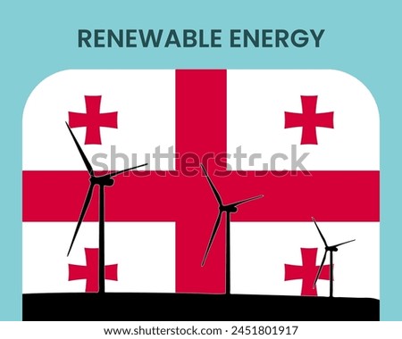 Georgia renewable energy, environmental and ecological energy idea, wind turbine with Georgia flag, electrical industry, alternative solar power