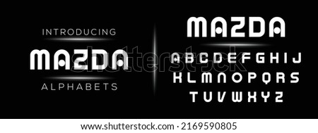 MAZDA Sports minimal tech font letter set. Luxury vector typeface for company. Modern gaming fonts logo design.