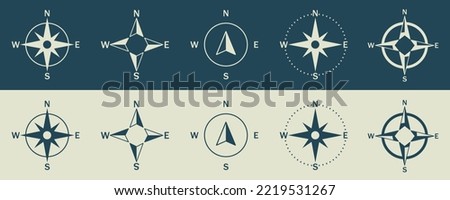 Vintage compass. Wind rose. Map symbol. Navigator Pointer Sign. Isolated Vector Illustration