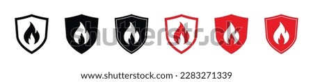 Shield fire icon vector. Protection from fire or fire protection or protect from heat icon. Vector illustration